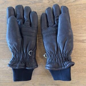 Vintage SKITIQUE Leather Fur Lined Insulated Ski Gloves-Navy Blue-Men Sze Medium